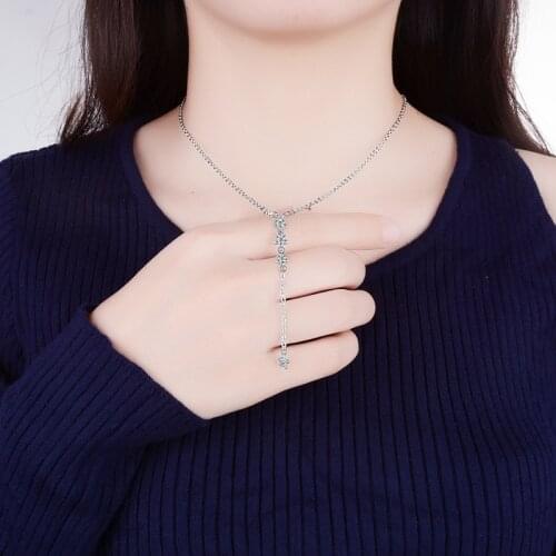 YH-ZL 925 Sterling Silver Dazzling Cubic Zirconia Flower Pendant Necklace For Women Choker Wedding Jewelry