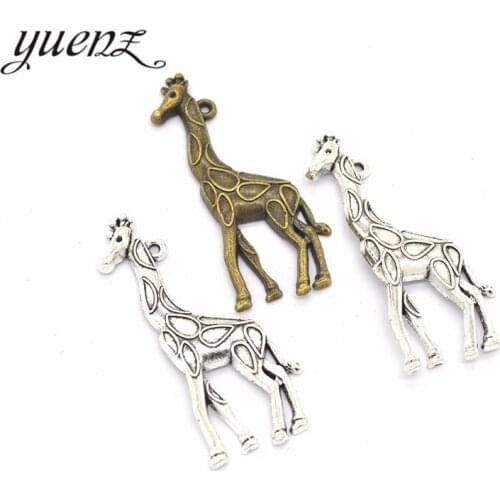 YuenZ 5pcs Antique Style Big Giraffe Charms Metal Pendants for Jewelry Making Necklace Jewelry Handmade 53*21mm D921