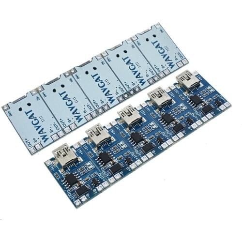 5 pcs Mini USB 5V 1A 18650 TP4056 Lithium Battery Charger Module Charging Board With Protection Dual Functions 1A Li-ion