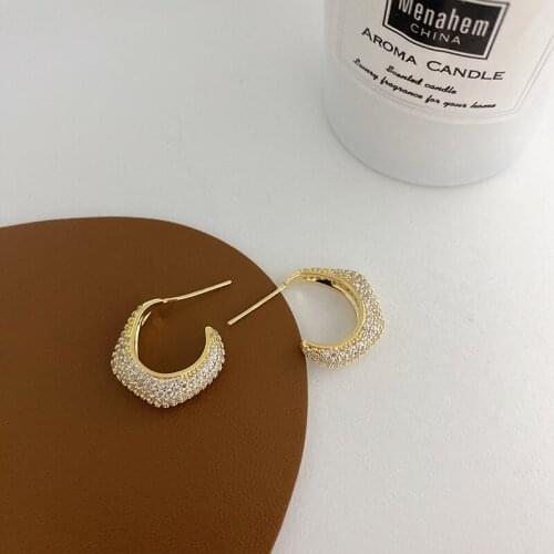 ALLNEWME Street Style Geometrical Full Shinning Rhinestones Hoop Earrings for Women Oorbellen Luxury Accessories Birthday Gifts