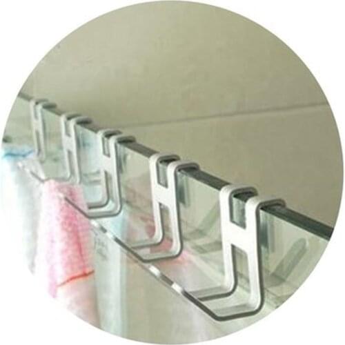 1pcs Space Aluminum Metal Shower Frameless Glass Door Hook Free Hole Towel Rack Hanger Key Holder Clothes Bathroom Organizer