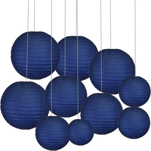 10 pieces/lot 12 Inch Navy Blue Chinese Paper Lanterns papier lampion Wedding Party Hanging Decoration Favor