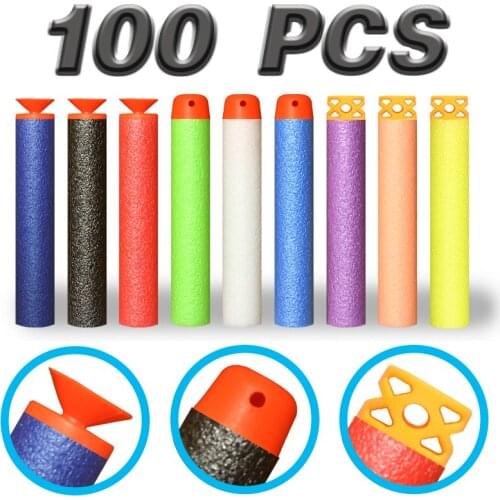 100Pcs Multicolor 7.2CM EVA Soft Hollow Hole Head Refill Darts Toy Gun Bullets for Nerf Series Blasters Kids Gifts