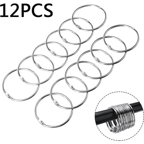 12pcs 50mm Rustproof Shower Curtain Ring Shower Curtain Hooks Metal Rings for Bathroom Shower Rod
