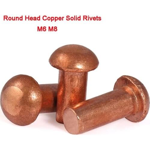 2/5/10Pcs GB867 Copper Round Head Copper Solid Rivets Fasteners Gold Tone Hardware High Quality M5 M6 M8 Length 6-50mm