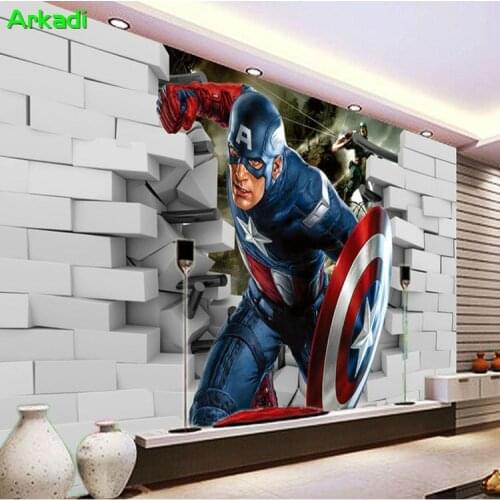 3D Captain America Manga Hero Wallpaper Avengers Photo Boys Children Room Decoration Club Bedroom TV Background Wallpaper