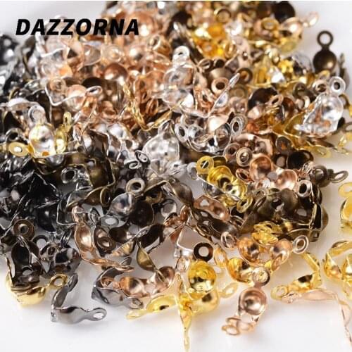 500Pcs 4*7mm Ball Chain Calotte End Crimps Beads Connector Components For Jewelry Making DIY Accessories Connector Clasp Fitting