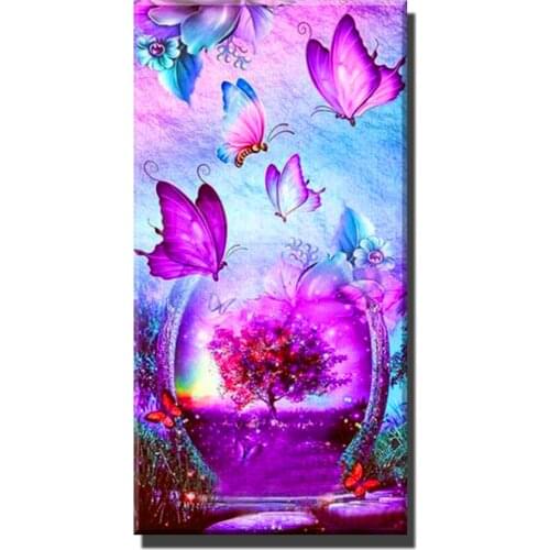 Diamond embroidery purple flowers 5d diy diamond painting,full square round diamond butterfly mosaic 3d Picture art EE2020