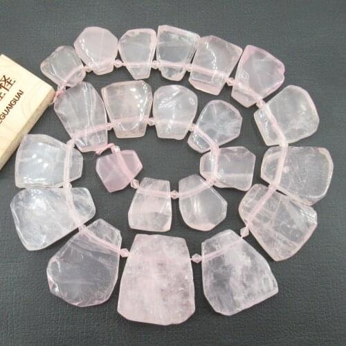 APDGG Natural 17x19-26x35mm Top-drilled Nugget Pink Quartz Fancy Gems Stone Beads 16'' Strands Jewelry Making DIY