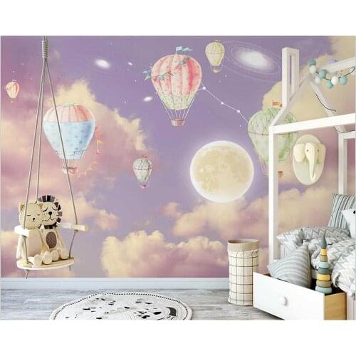 Beibehang Customized modern nordic fantasy starry sky hot air balloon children princess room background wallpaper papier peint