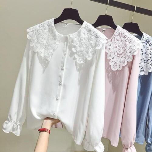 Blouse Women Chiffon Shirt Womens Long-Sleeved Autumn Top Lace Shirt Women Blusas Ropa De Mujer