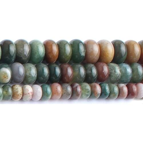 6/8/10mm Natural India Agates Stone Beads Rondelle Loose Spacer Beads For Diy Bracelet Accessories Jewellery Making 15 inch