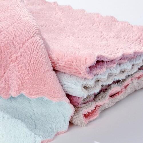 5/8/10PCS Kitchen Cleaning Rag, Solid Color Double-sided Strong Water-absorbing Non-oily Dish Towel Dry And Wet Scouring Pad