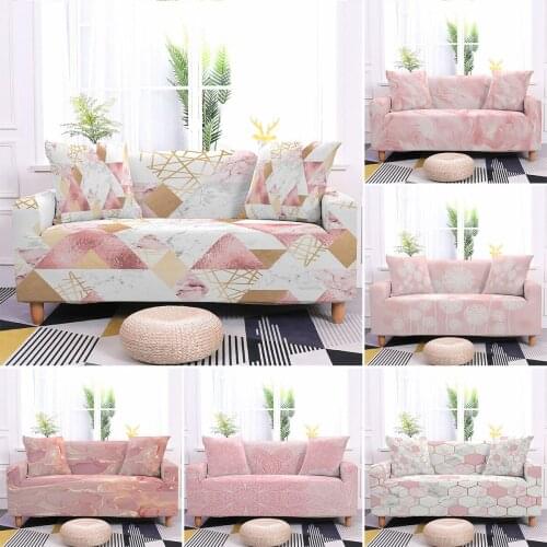 Elastic Sofa Covers for Living Room Stretch Pink Feather Pattern Sofa Slipcover Cute Girly Couch Cover Home Decor 1/2/3/4-seater