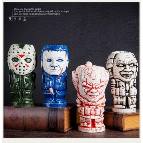 Horror Movie Character Jason Killed Bill Edward Scissor Saw Frightened Ceramic Cocktail Tiki Cup Bridesmaid Gift