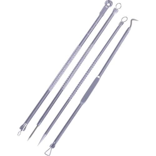 4PCS/Set Blackhead Extractor Dots Cleaner Acne Blemish Remover Needles Set Black Spots Pore Cleanser Tool