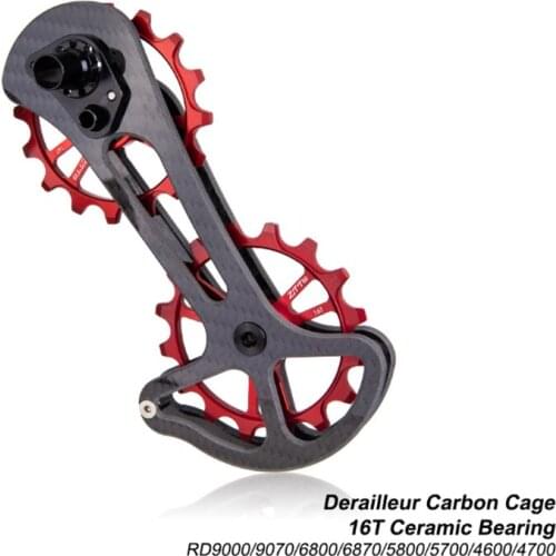 ZTTO Carbon Fibre derailleur Cage With 16T Ceramic jockey wheel Road Bike Bicycle 16T Oversize Lower Pulley