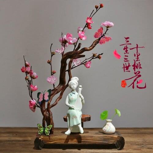 Chinese ceramic personality characters small ornaments creative dead wood home living room TV cabinet desktop soft decorations