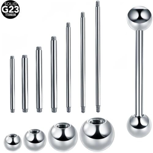 10PCS G23 Titanium Tongue Stud Barbell Ring Nipple Barbell Long Bar Ear Cartilage Industrial Barbell Earrings Piercing Jewelry