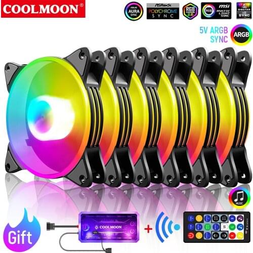 Coolmoon RGB 120mm Fan PWM 6PIN Silent Heatsink For Computer Case CPU Cooling Cooler Ventilador 12V DC Adjust Fan Speed Radiator