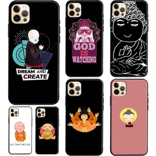 Cute Buddha Monk Zen Buddhism Soft Cover For iPhone 11 12 Pro Max 12 Mini 6S 7 8 Plus X XR XS Max SE 2020 Phone Case