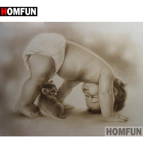 HOMFUN Full Square/Round Drill 5D DIY Diamond Painting "Child" Embroidery Cross Stitch 5D Home Decor Gift A00707