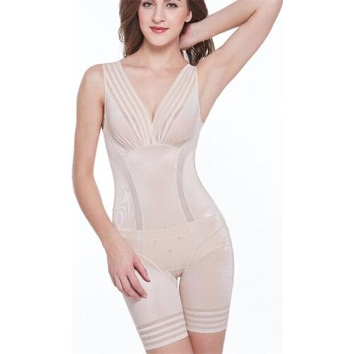 New 2020 Ladies Slimming Bodysuits Shapewear for Women Ultra Thin High Waist Shaping Panty Deep V Neck Sexy Striped Body Shaper