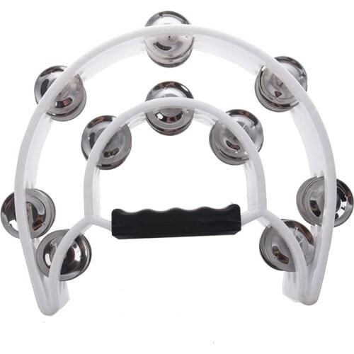 New Singer Tambourine Percussion Drum Grip Handle-32 Jingles Half Moon