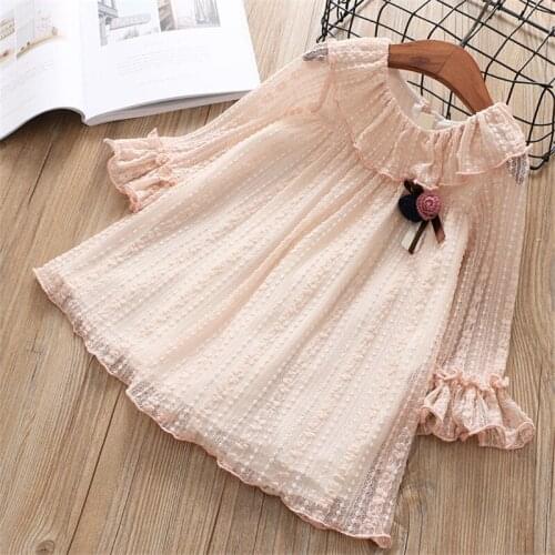 Wholesale 2-7Y girls dress 2018 spring autumn new flower lace princess dress children dress Girls Clothing