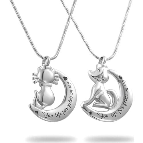 Pet Memorial Pendant Necklace Urn for Ashes Jewelry You Left Paw Prints On My Heart Stainless steel Jewelry Dropship