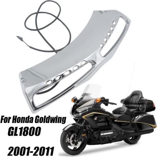 Motorcycle front fairing decorative light cover chrome red light strip for Honda Gold Wing GL1800 GL 1800 2001-2011
