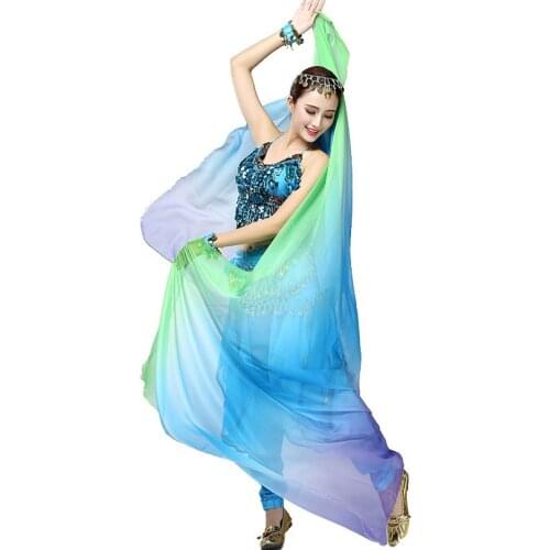 Women Belly Dance Shawl Scarf Indian Practice Performance Dancing Veils Gradient Silk Handmade Light Texture 220cm 250cm 120cm