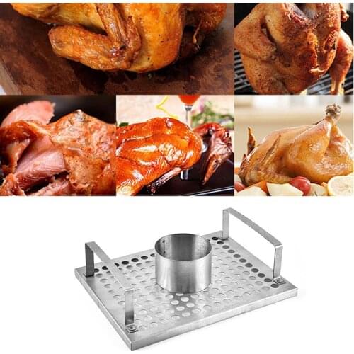 BBQ Chicken Roaster Beer Wine Chicken Holder Grill Rack Stainless Steel Vegetable Barbecue Pan Outdoor BBQ Accessories