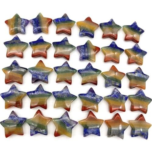 Drop shipping 1PC Natural 7 Chakra Quartz Crystals Star Shaped Polished Stone Healing DIY Gemstone Natural Stones and crystals