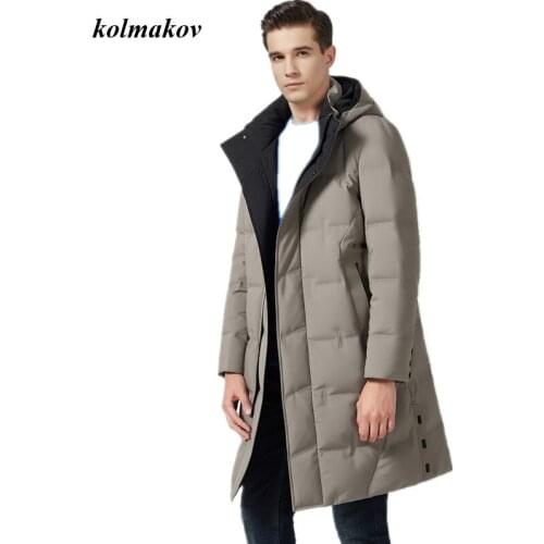 KOLMAKOV New Arrival Winter Style Men Boutique Down Coat High Quality Solid Zipper Detachable hat Down Coat Plus Size M-7XL