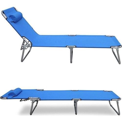 Folding Metal Bed Rollaway Guest Bed Collapsible Furniture Four Gear Adjustable Bed Lunch Sleeping Rack for Beach Camping