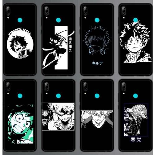 Luxury Phone Case for Huawei P Smart Z 2019 P40 P30 Lite P20 P10 Pro E 2020 2021 5G Black Shell Cover my hero Academia Anime