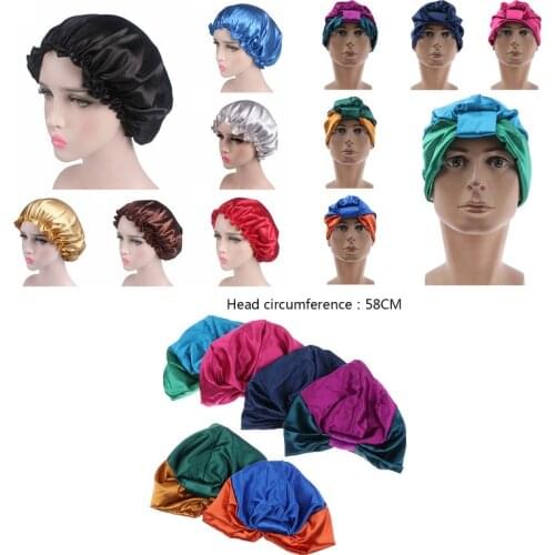 1pc Elastic Hair Care Bonnet Head Wrap Hat Silk Salon Bonnet Women Sleep Shower Cap Bath Towel Hair Dry Quick