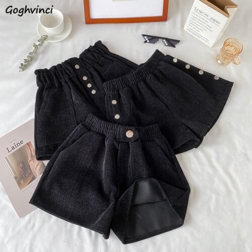 Shorts Women High Waist Buttons Fit Soft Bling Korean Style Daily Outerwear High Street Simple Design Slim Trendy Young Elastic