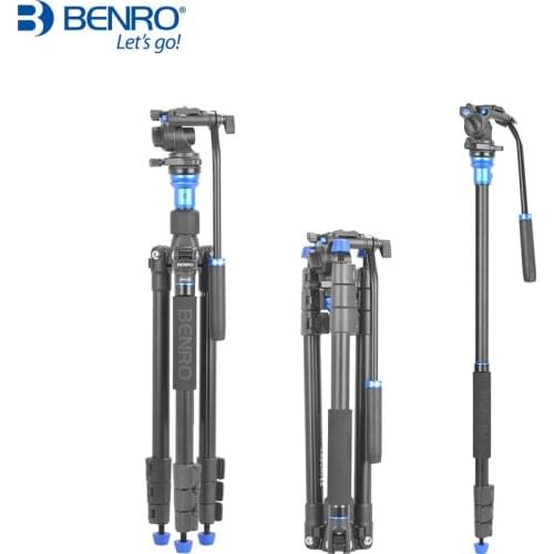 Benro A1883FS2C Video Tripod Professional Aluminum Camera Tripods S2C Hydraulic Head Section 4 Max Loading 2.5kg