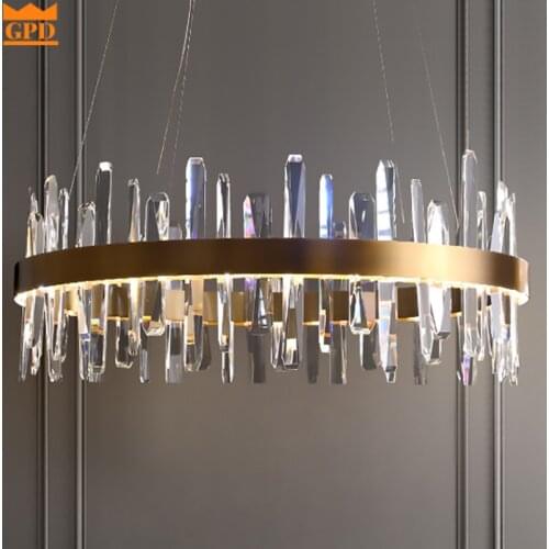GPD Modern Chandelier for living room luxury crystal indoor lighting for home decoration brass gold ceiling hanging lamp люстра