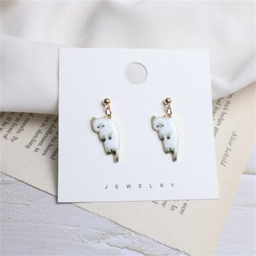 Funny Cute Cartoon Cat Pendant Drop Earrings for Women Girls Teens Kids Korean Fashion Kitten Earrings 2021 Trend New Arrival