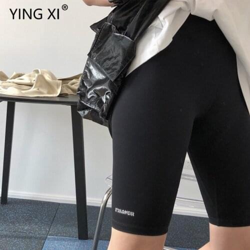 YING XI 2020 Summer New Fashion High Power High Waist Letter Printing Leggings Women Five Point Leggings Pants
