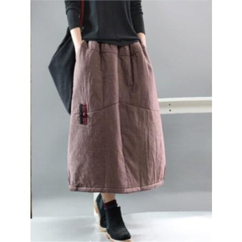 Winter Skirt Women Retro Loose padded Warm Casual Skirt 2019 New Ladies Elastic Waist Plaid Thicker All-match Skirt