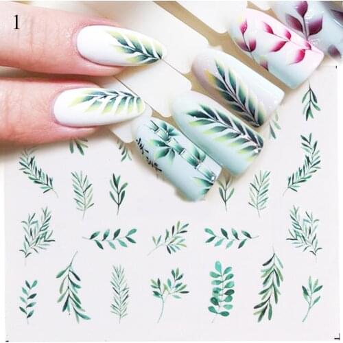 1 Sheet Flower Leaf Summer Nail Art Stickers Colorful Slider Transfer Nail Stickers Decals Summer DIY Manicure Decor Beauty Nail