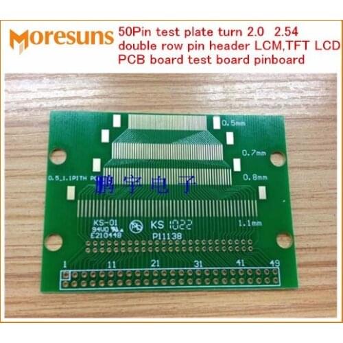 Fast Free Ship 20PCS/lot 50 Pin test plate turn 2.0 2.54 double row pin header LCM,TFT LCD ENIG PCB Board Test Board pinboard