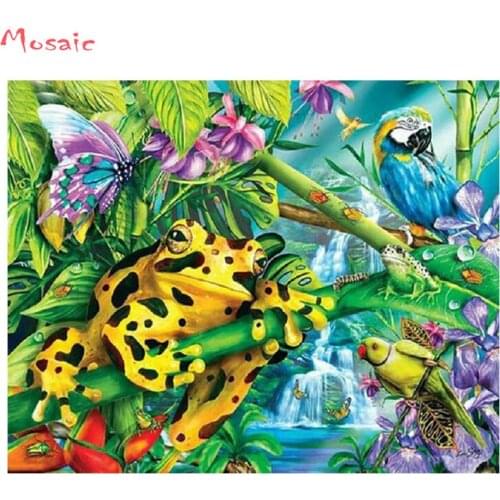 5D DIY Diamond Embroidery Scenery parrot and frog Cross Stitch Full Square/Round diamond painting forest animal home decor