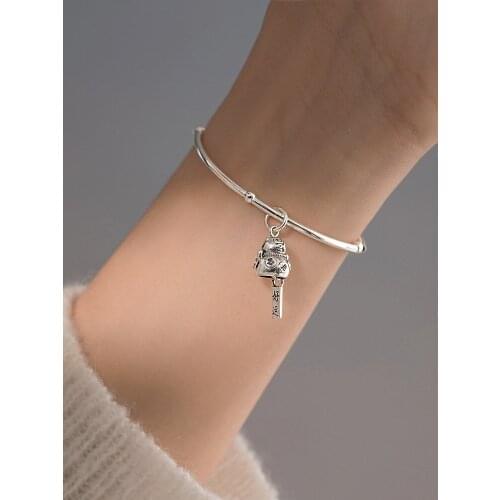 925 sterling silver jewelry with new good luck cat bracelet lucky bracelet retro accessories for female wedding party gifts