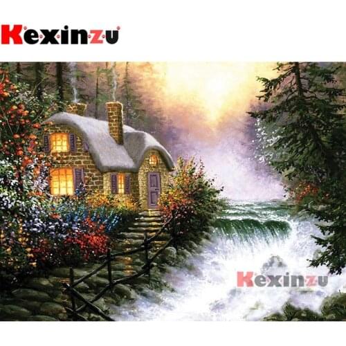 Full 5D DIY Square/Round Drill Diamond Painting"Village creek"handcraft work 3D Embroidery Cross Stitch Home Decor X44600
