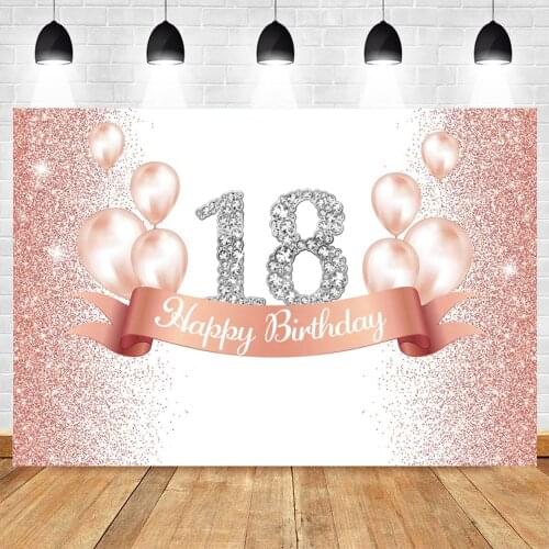 18th Birthday Party Pink Balloon Princess Girl Woman Custom Photography Backdrops Photographic Background Photo Shoot Photophone